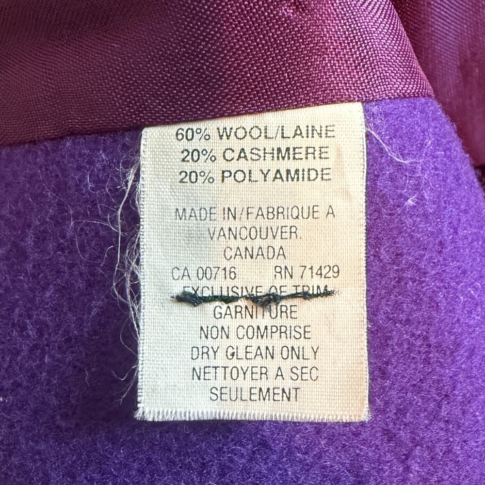 Vintage MR JAX Women's Double Breasted Purple Wool Cashmere Blend Blazer Size 12 - Picture 6 of 6